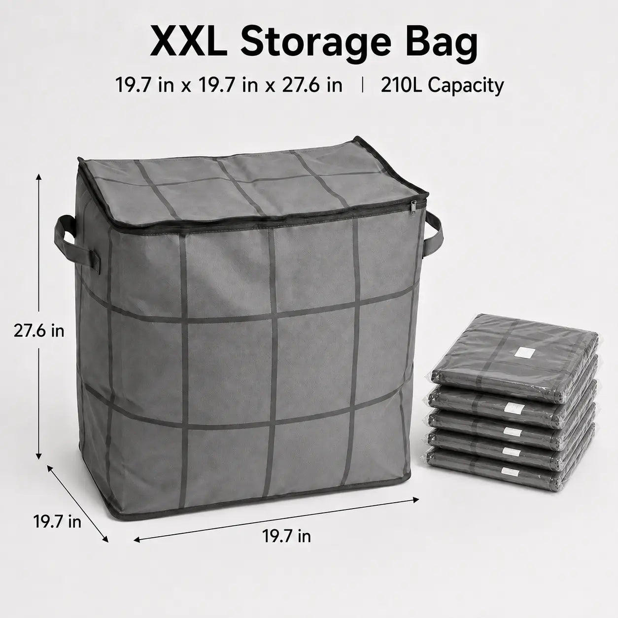 Spacious Moving Storage Bin, Zippered Organizer for Quilts