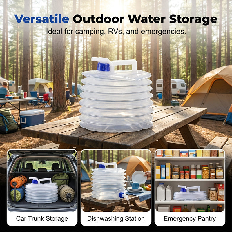 Folding Water Storage Containers, Retractable Large-Capacity Bucket with Handle