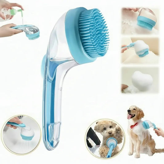 2026 New 2-in-1 Pet Bath & Grooming Deshedding Animal Hair Brush with Built-in Soap Dispenser