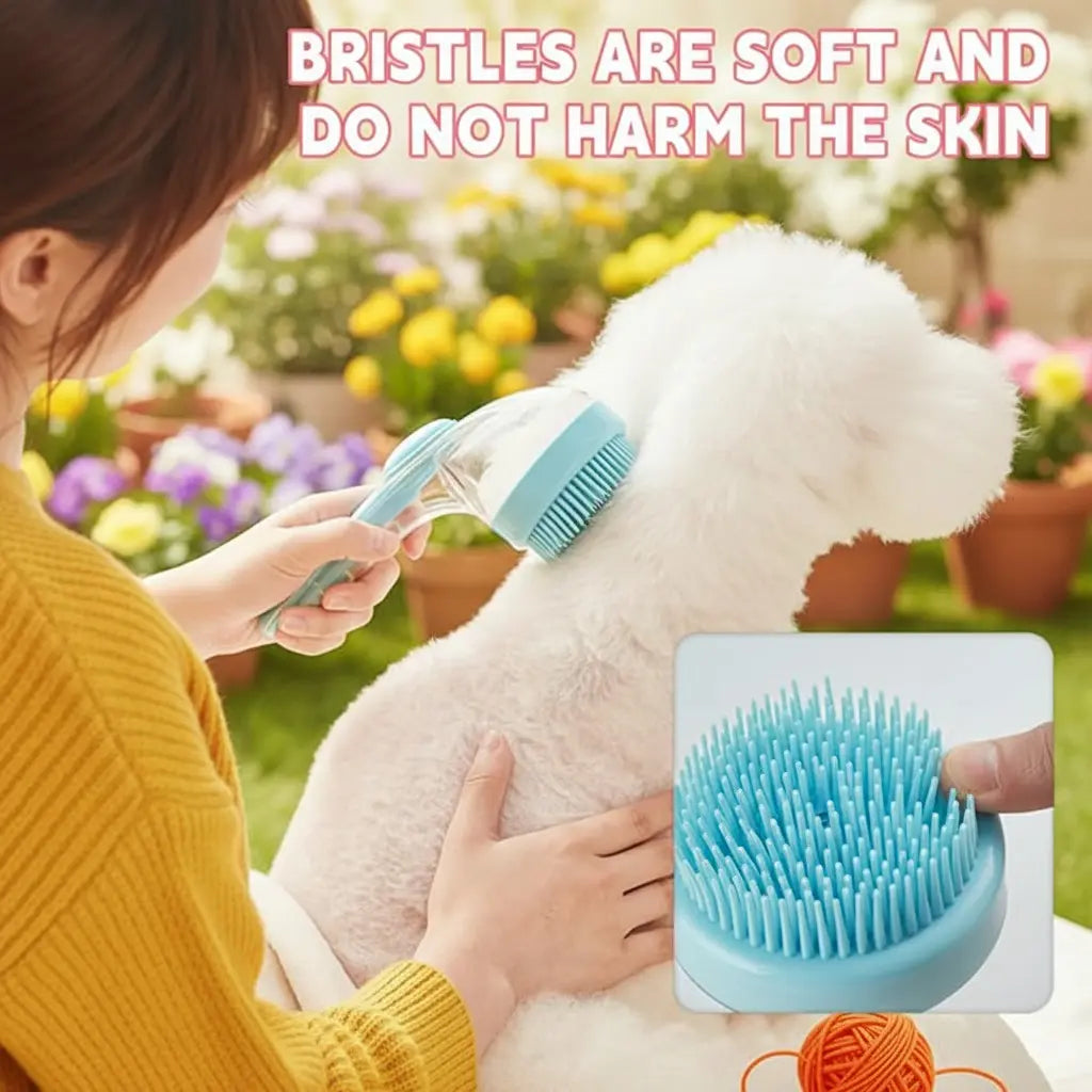 2026 New 2-in-1 Pet Bath & Grooming Deshedding Animal Hair Brush with Built-in Soap Dispenser