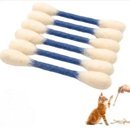 6 Pack Giant Q-tip Shaped Cat Toys - Soft Felt Cotton Swab Kitten Teething Sticks