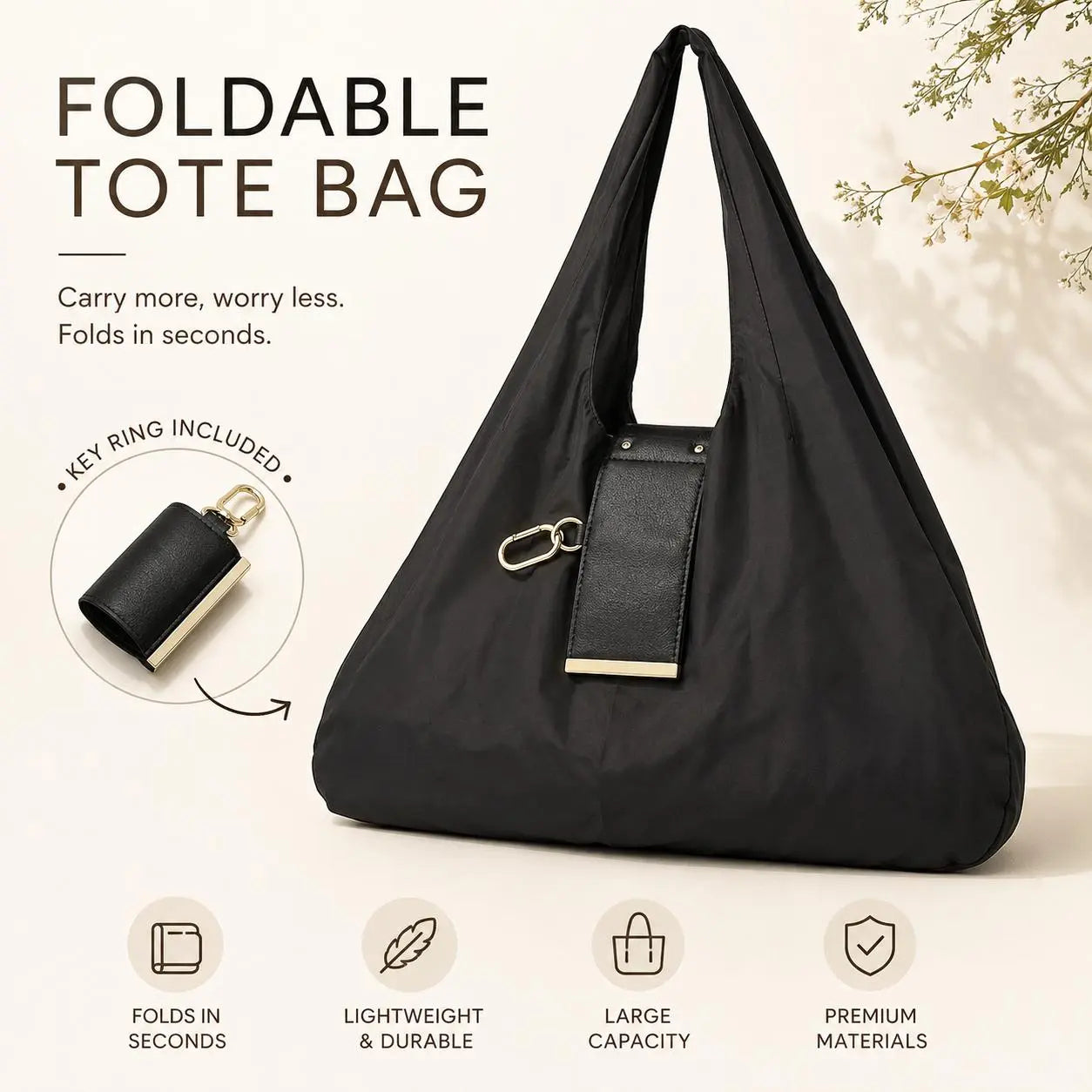 🔥LAST DAY SALE 49% OFF-👜✨Foldable Shopping Bag Keychain Eco-Friendly Reusable Tote Bag