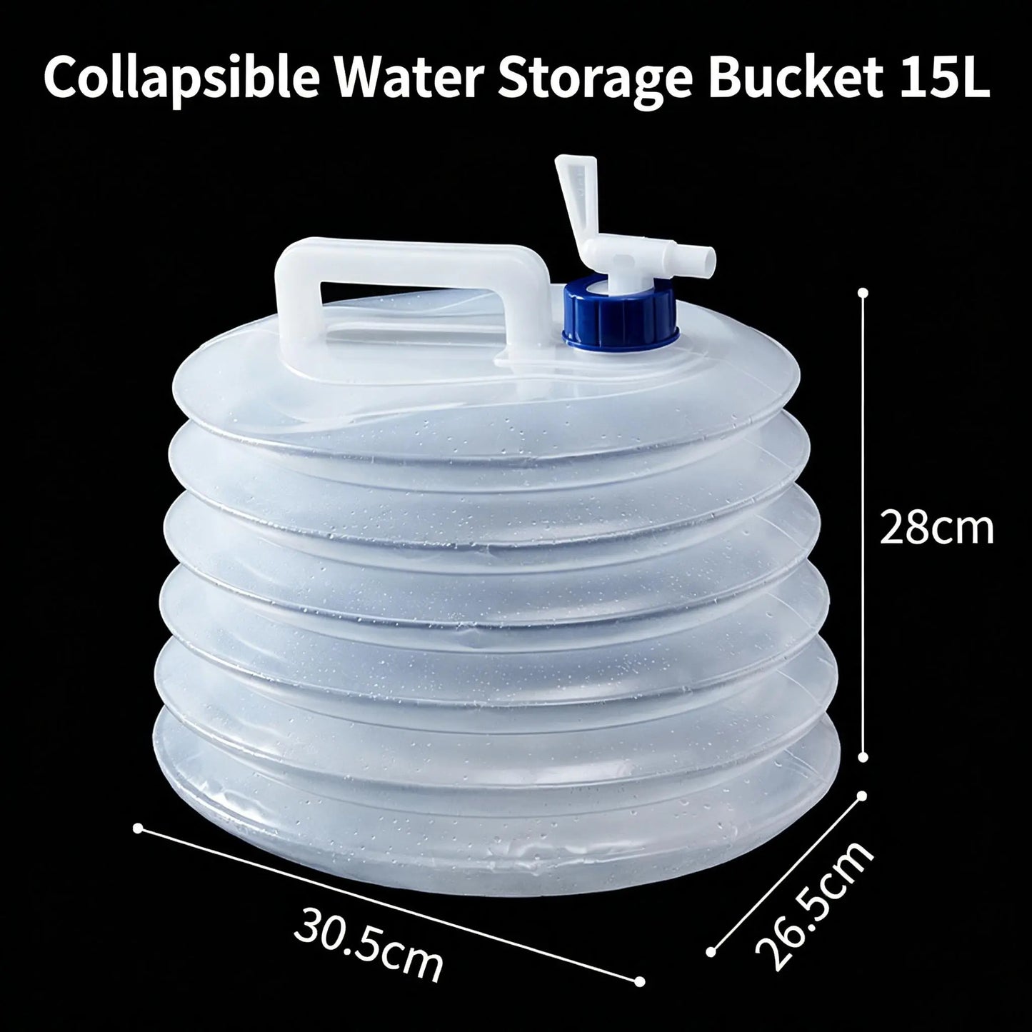 Folding Water Storage Containers, Retractable Large-Capacity Bucket with Handle