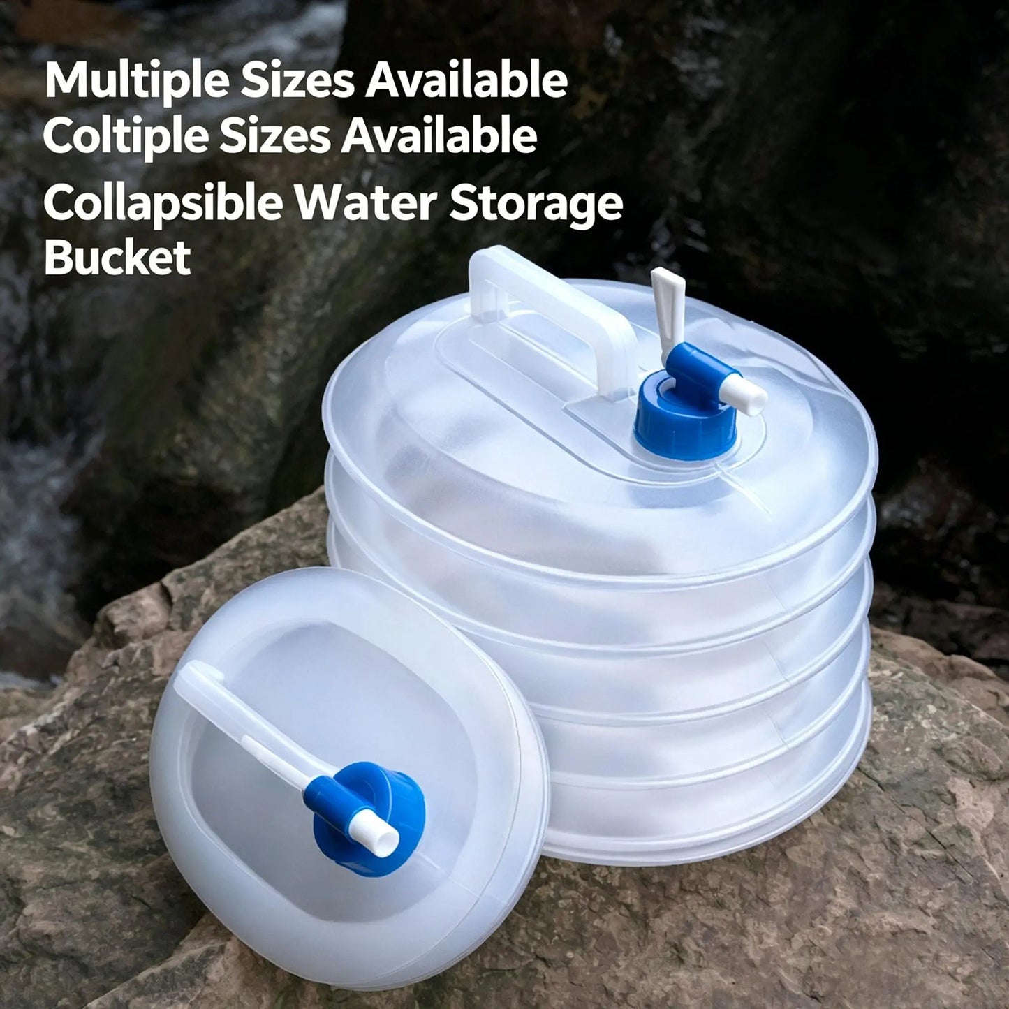 Folding Water Storage Containers, Retractable Large-Capacity Bucket with Handle