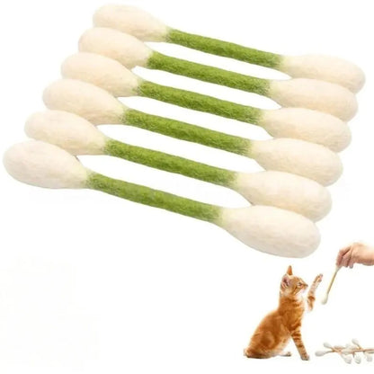 6 Pack Giant Q-tip Shaped Cat Toys - Soft Felt Cotton Swab Kitten Teething Sticks