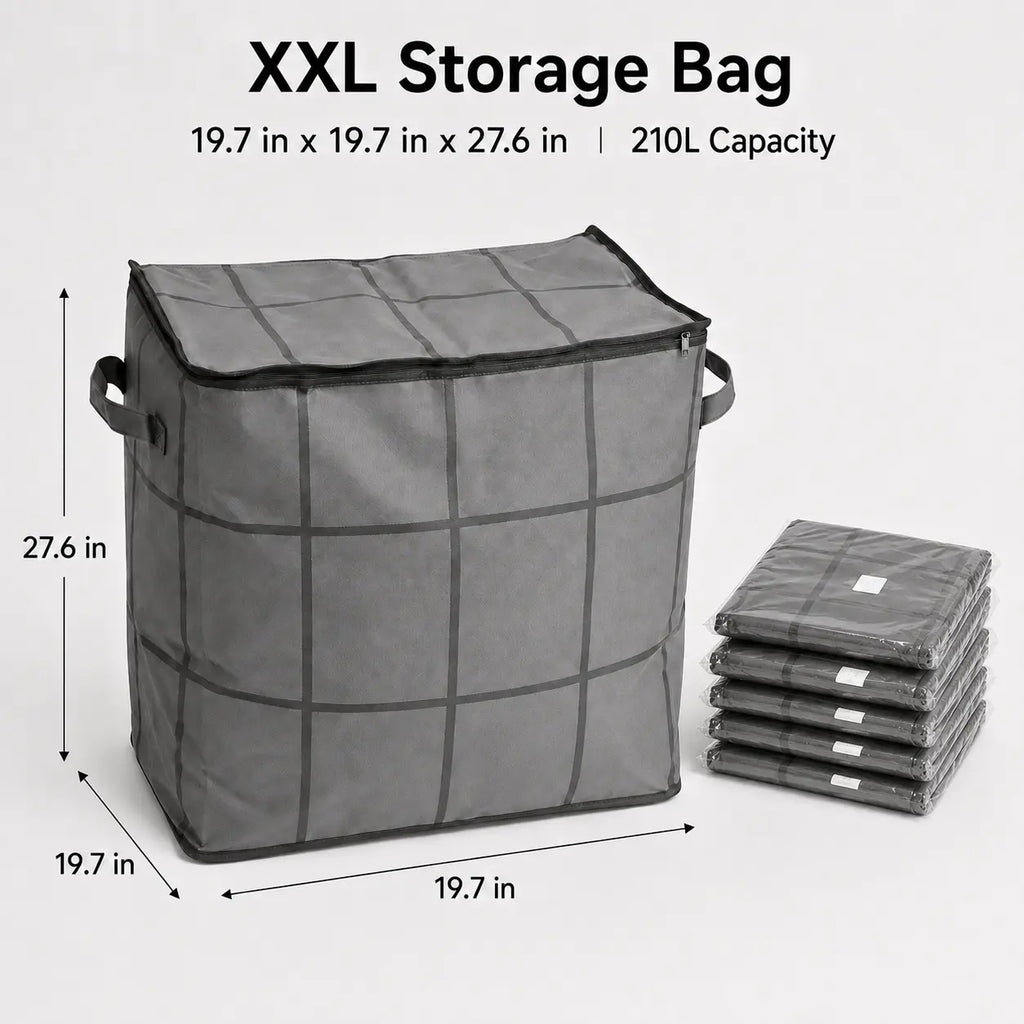 Spacious Moving Storage Bin, Zippered Organizer for Quilts