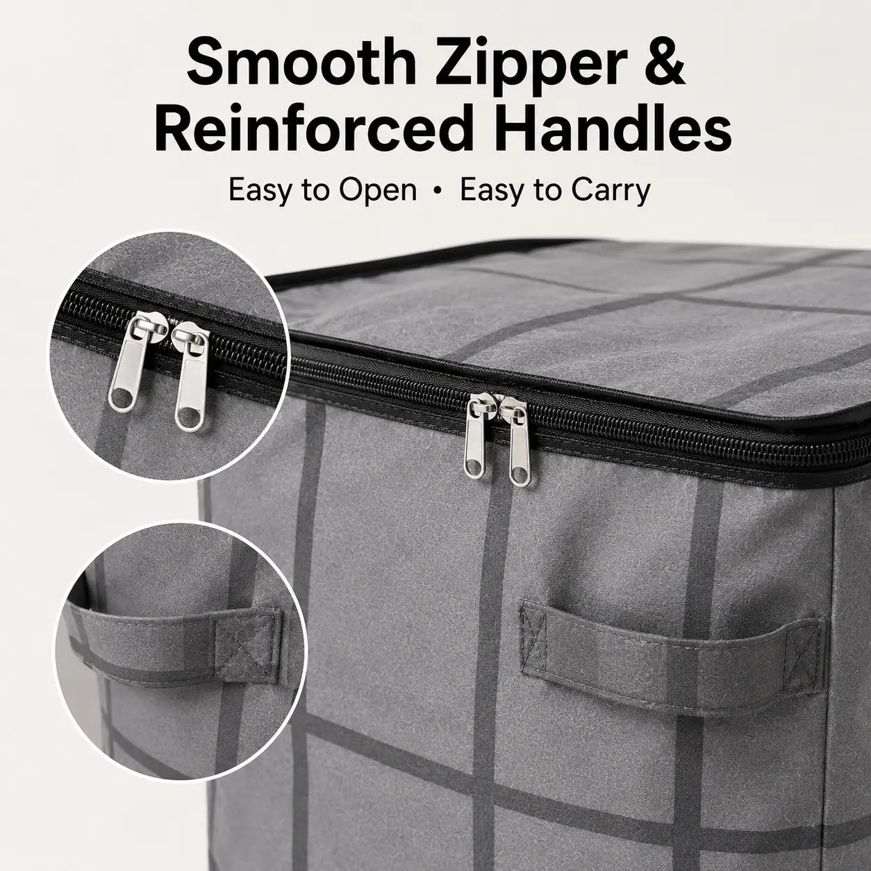Spacious Moving Storage Bin, Zippered Organizer for Quilts