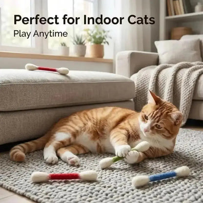 6 Pack Giant Q-tip Shaped Cat Toys - Soft Felt Cotton Swab Kitten Teething Sticks
