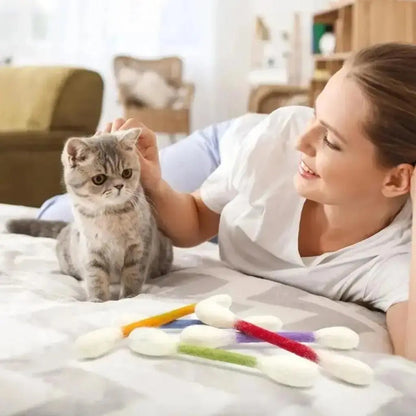 6 Pack Giant Q-tip Shaped Cat Toys - Soft Felt Cotton Swab Kitten Teething Sticks